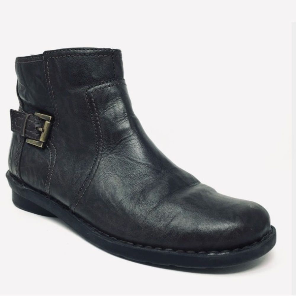 Clarks Leather Bendables Shock Absorption Ortholite Walking Moto Boot 8M Black